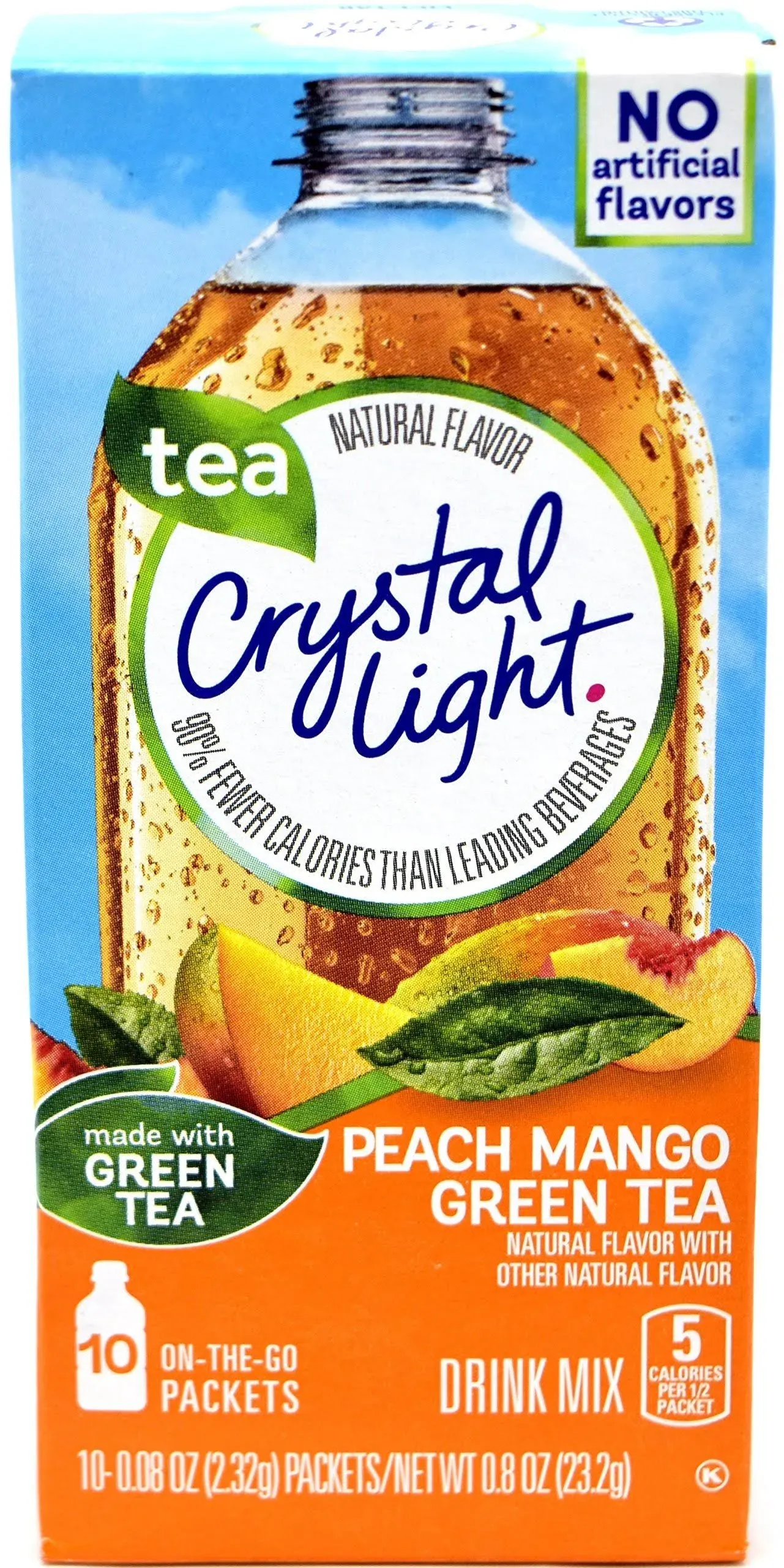 Crystal Light Drink Mix, Peach Mango Green Tea - 10 pack, 0.08 oz packets