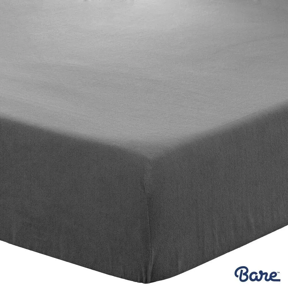 Bare Home Polar Fleece Fitted Bottom Sheet - Twin XL - Light Grey