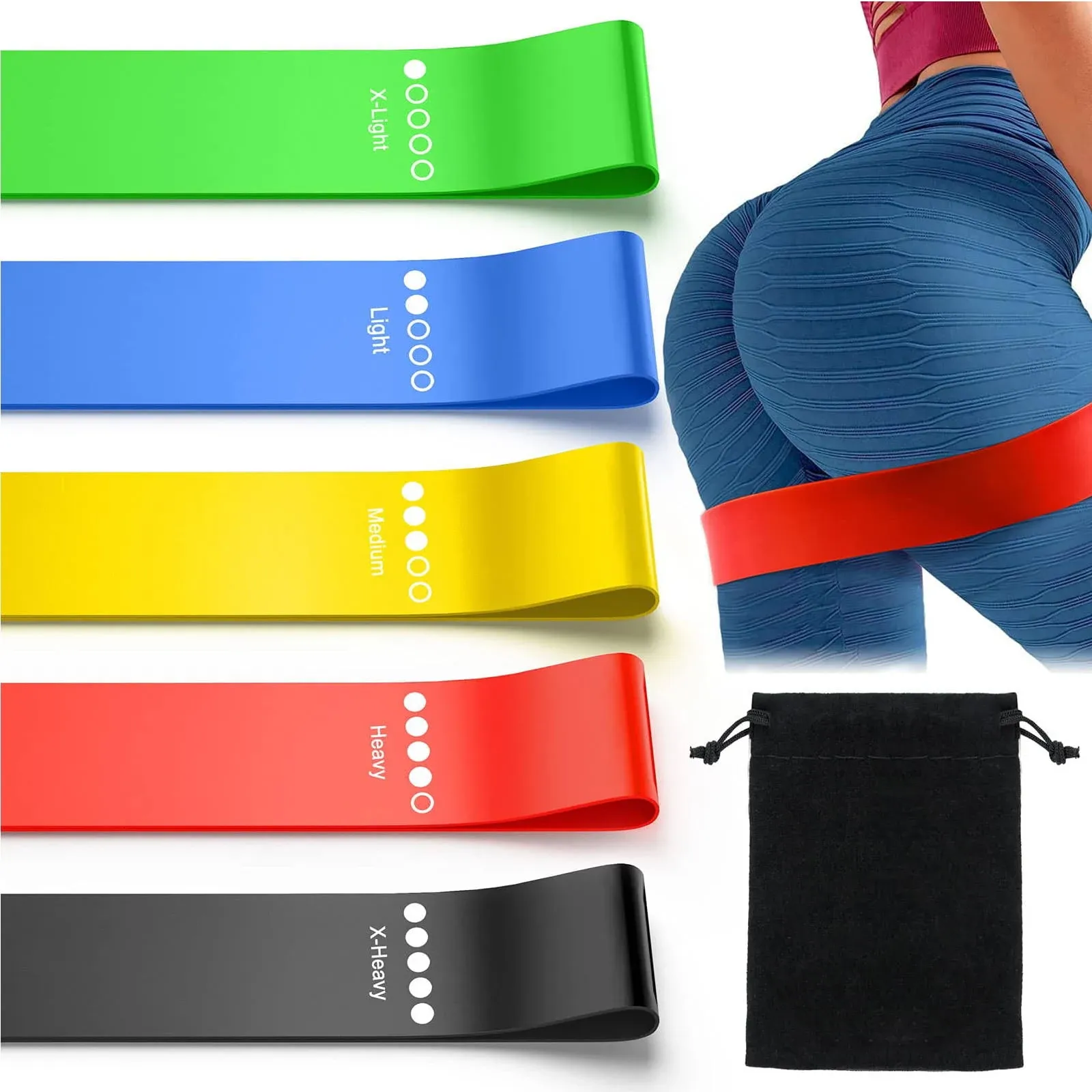 Resistance Bands, Exercise Workout Bands for Women and Men, 5 Set of Stretch ...