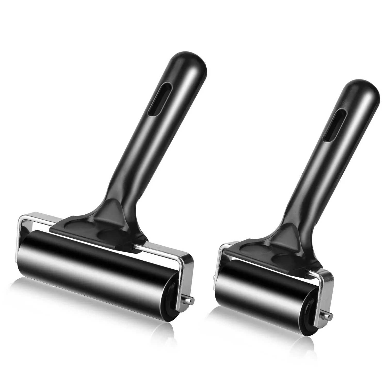 2Pcs Rubber Roller Brayer Rollers Hard Rubber 4 and 2.2 Inch for Print