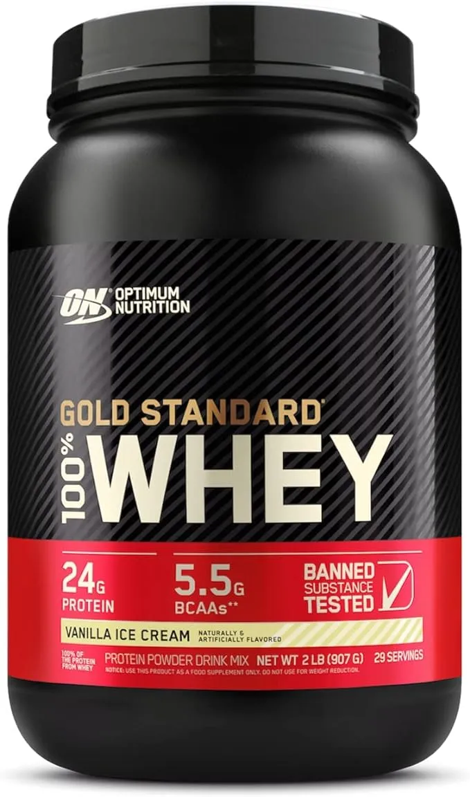 Optimum Nutrition 100% Whey Gold Standard, Vanilla Ice Cream, 2 Pound