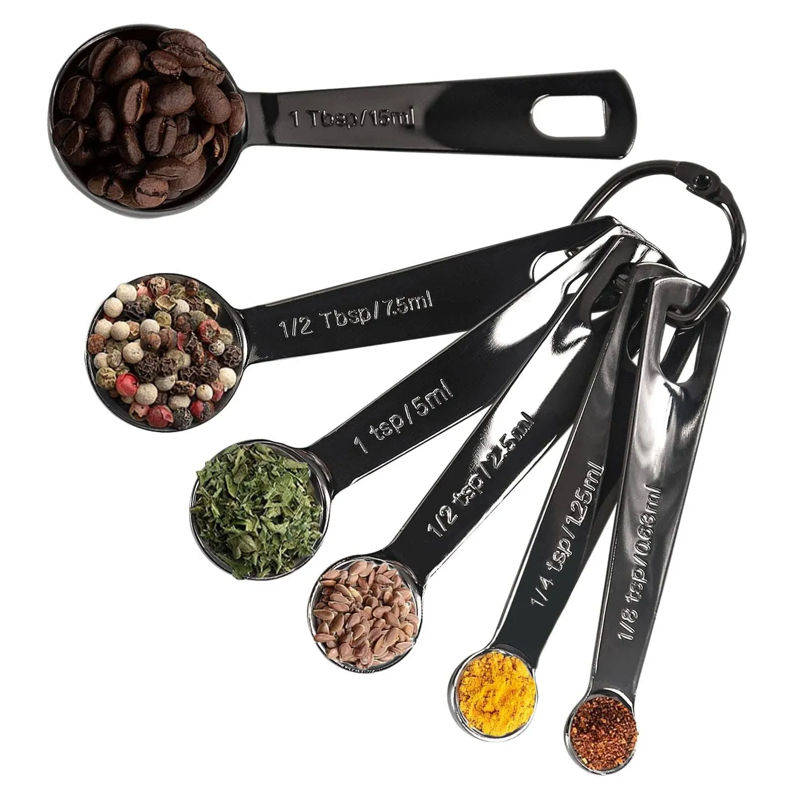 Black Measuring Spoons Heavy Duty 18/8 Stainless Steel Metal Measuring Spoons Se