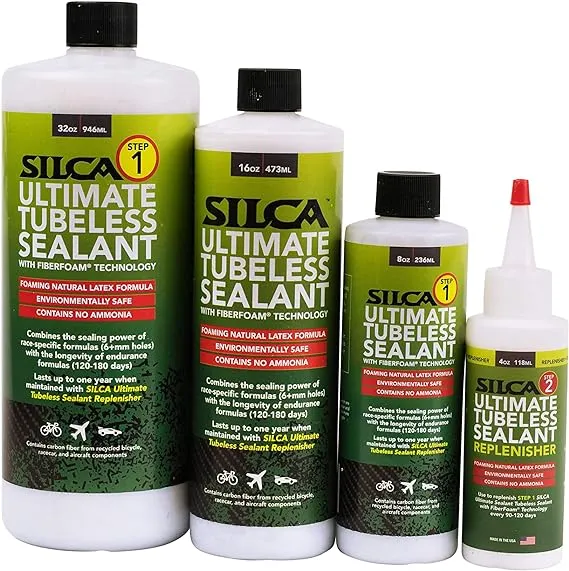 SILCA Ultimate Tubeless Tire Sealant W/FIBERFOAM | Long Lasting, Fast Sealing Bike Tire Sealant | Tubeless Sealant - MTB, Road, Gravel Bicycle Tires | Tire Sealant Bicycle