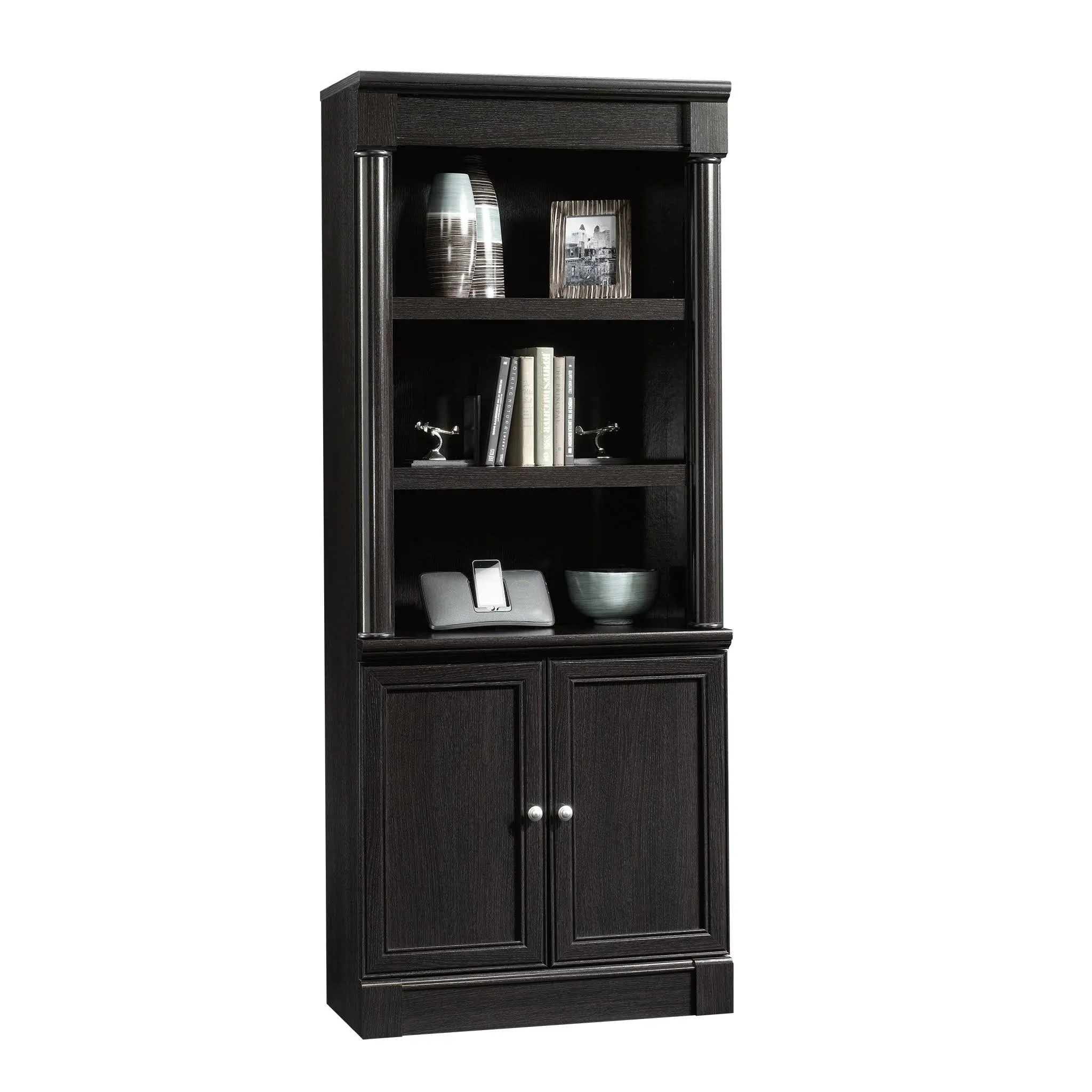 Sauder Palladia Library with Doors/Book Shelf, L: 29.37&#034; X W: 13.90&#034; X H: 71.85&#034;