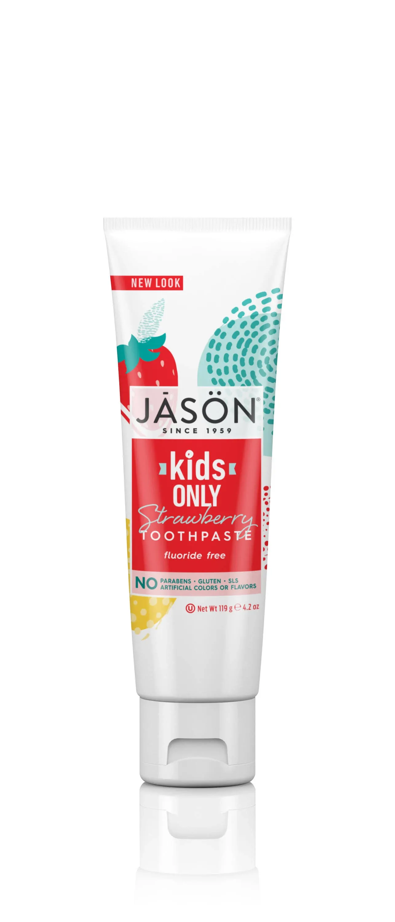 Jason Kids Only Fluoride Free Toothpaste, Strawberry, 4.2oz No Artificial Colors