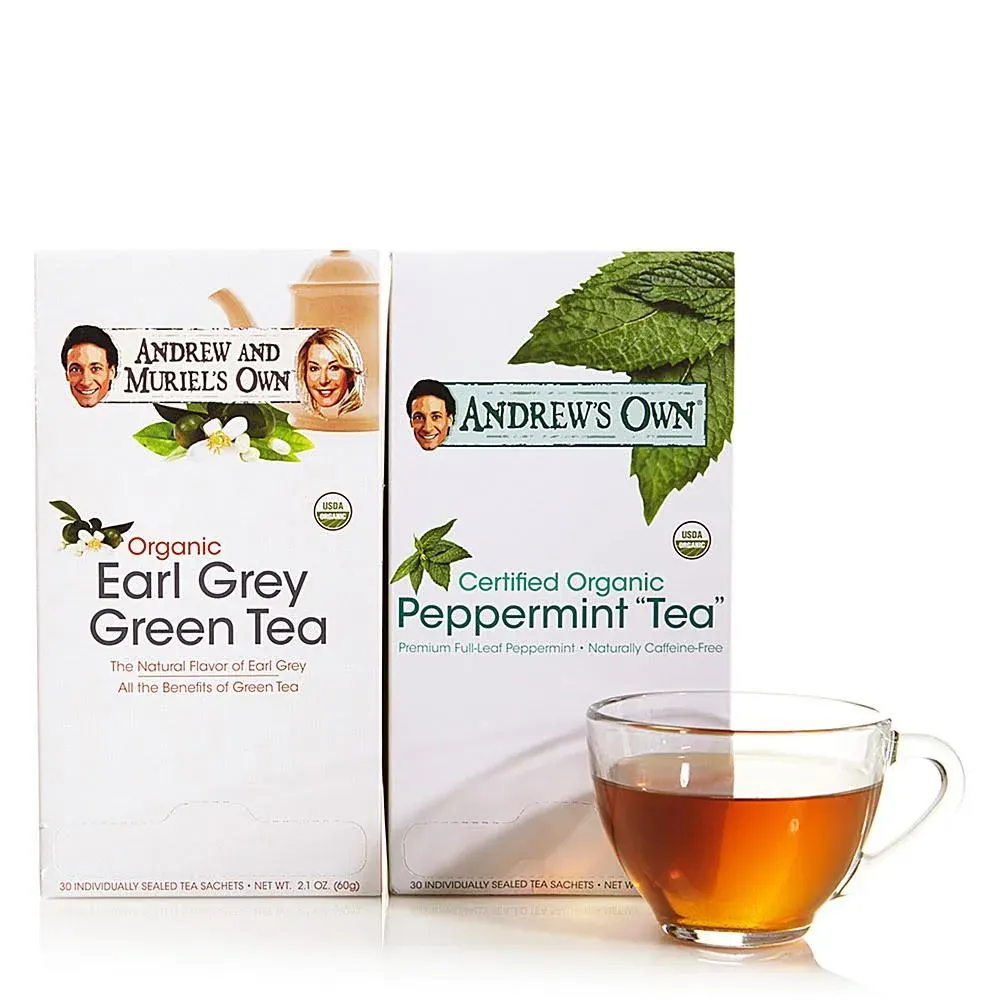 Andrew Lessman Variety Kit - Earl Grey Green Tea and Peppermint Tea - 30 Sachets Each