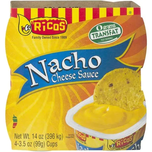 Pack of 12 - Ricos Nacho Cheese Sauce Cups - 4 ct