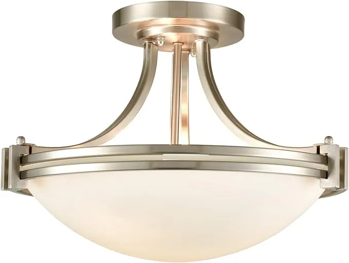 Brushed Nickel Ceiling Light Glass Ceiling Lighting Fixture - Transitional - Flush-mount Ceiling Lighting - by Ecopower Light LLC | Houzz