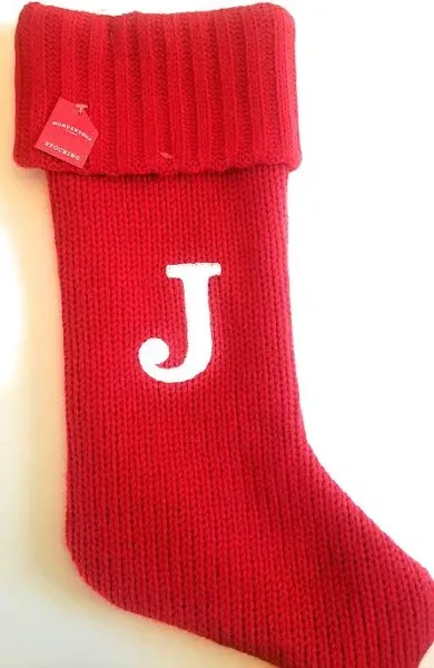 Wondershop Christmas Holiday Thick Red Stocking Monogram Letter J Measures Holiday Mantel Decoration