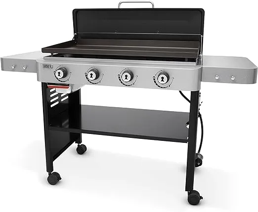 4 Burner Propane Gas Grill 36 in. Flat Top Griddle in Black