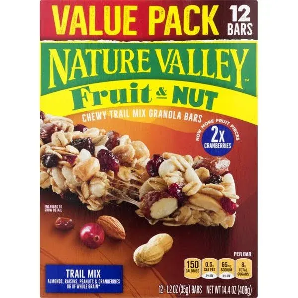 Nature Valley Chewy Fruit Nut Trail Mix Granola Bars