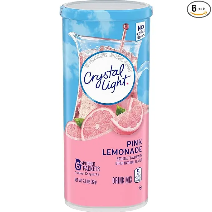 Crystal Light Pink Lemonade Drink Mix (36 Pitcher Packets, 6 Canisters of 6) 