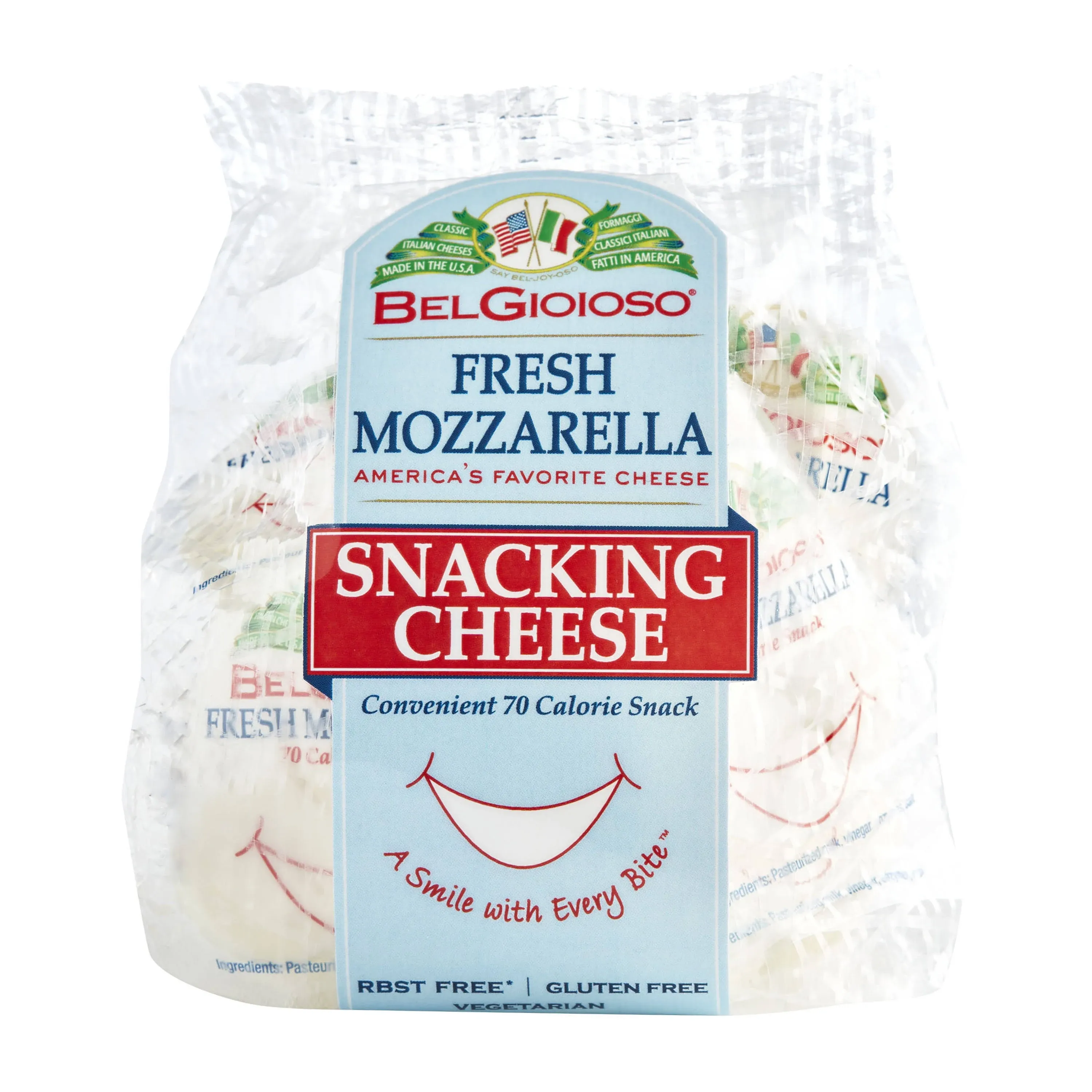 Belgioioso Snacking Cheese, Fresh Mozzarella - 6 pack, 1 oz packages