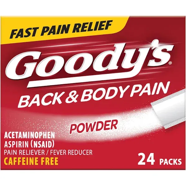 Goody's Back & Body Caffeine Free Pain Relief Powders, 24 Count