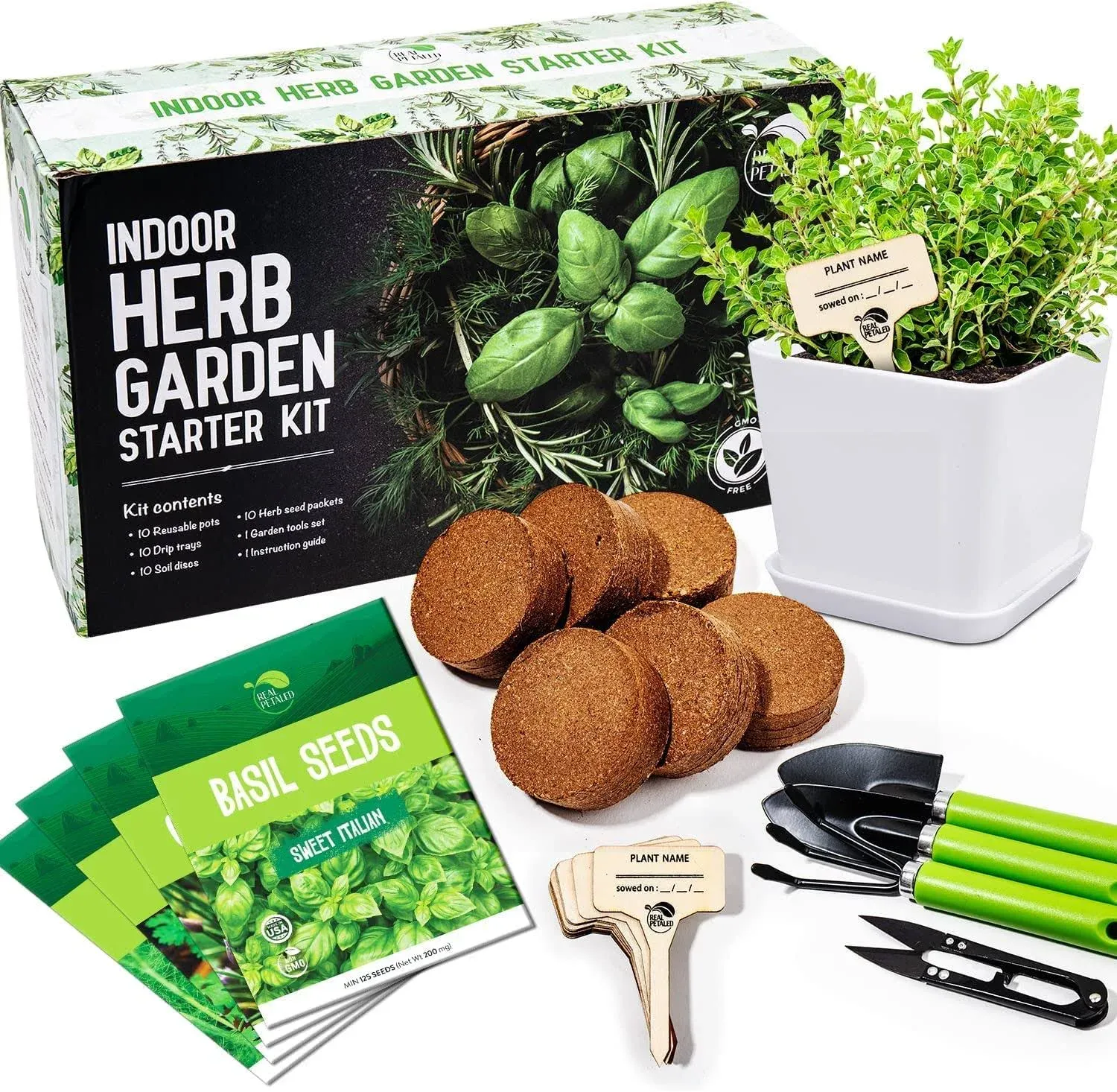 RealPetaled REALPELATED Indoor Herb Garden Kit 10 Non-GMO Herbs- Window Herb ...