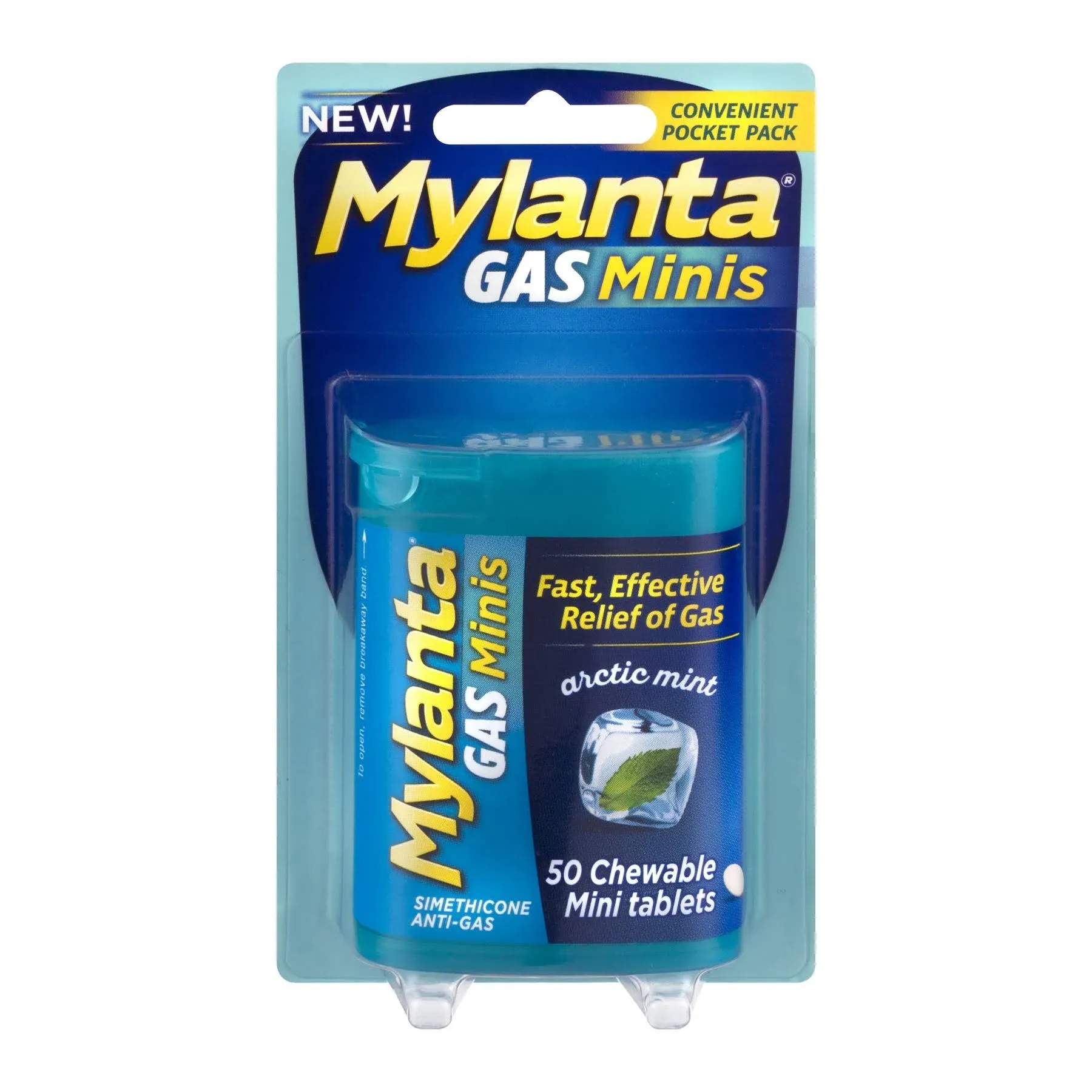 Mylanta Gas Relief Tablets, Mini-Tabs, Mint, 50 Count