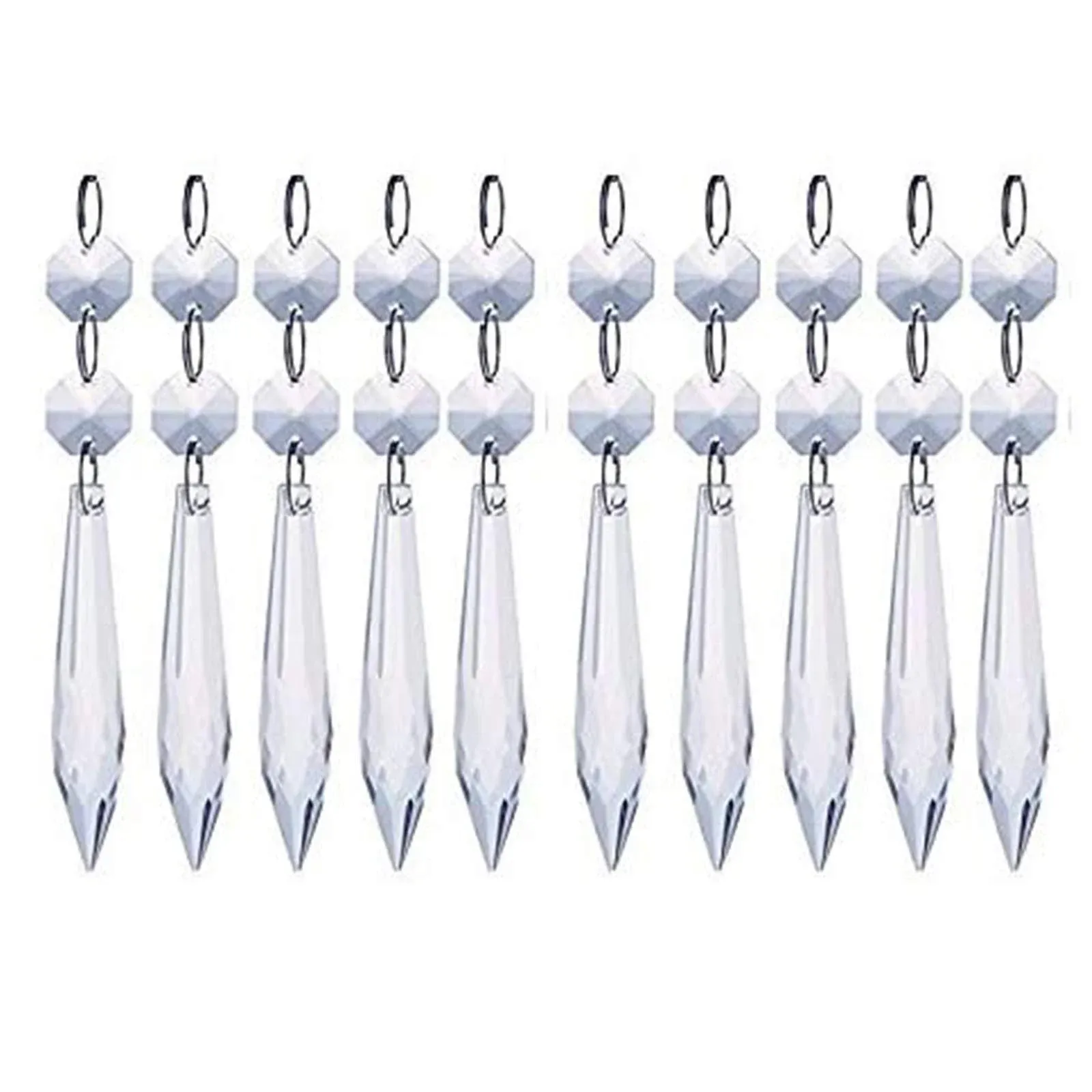 H&amp;ampD 10pcs 63mm Chandelier Crystals Ornament - Clear Prisms Icicle Drop Dining