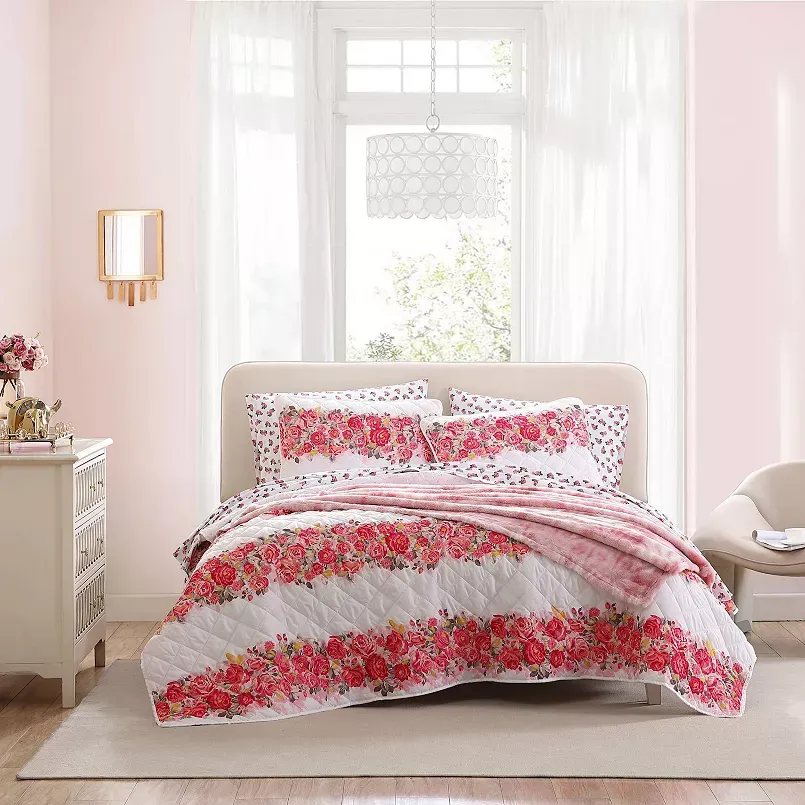 Betsey Johnson Floral Pink Floral Quilt Set