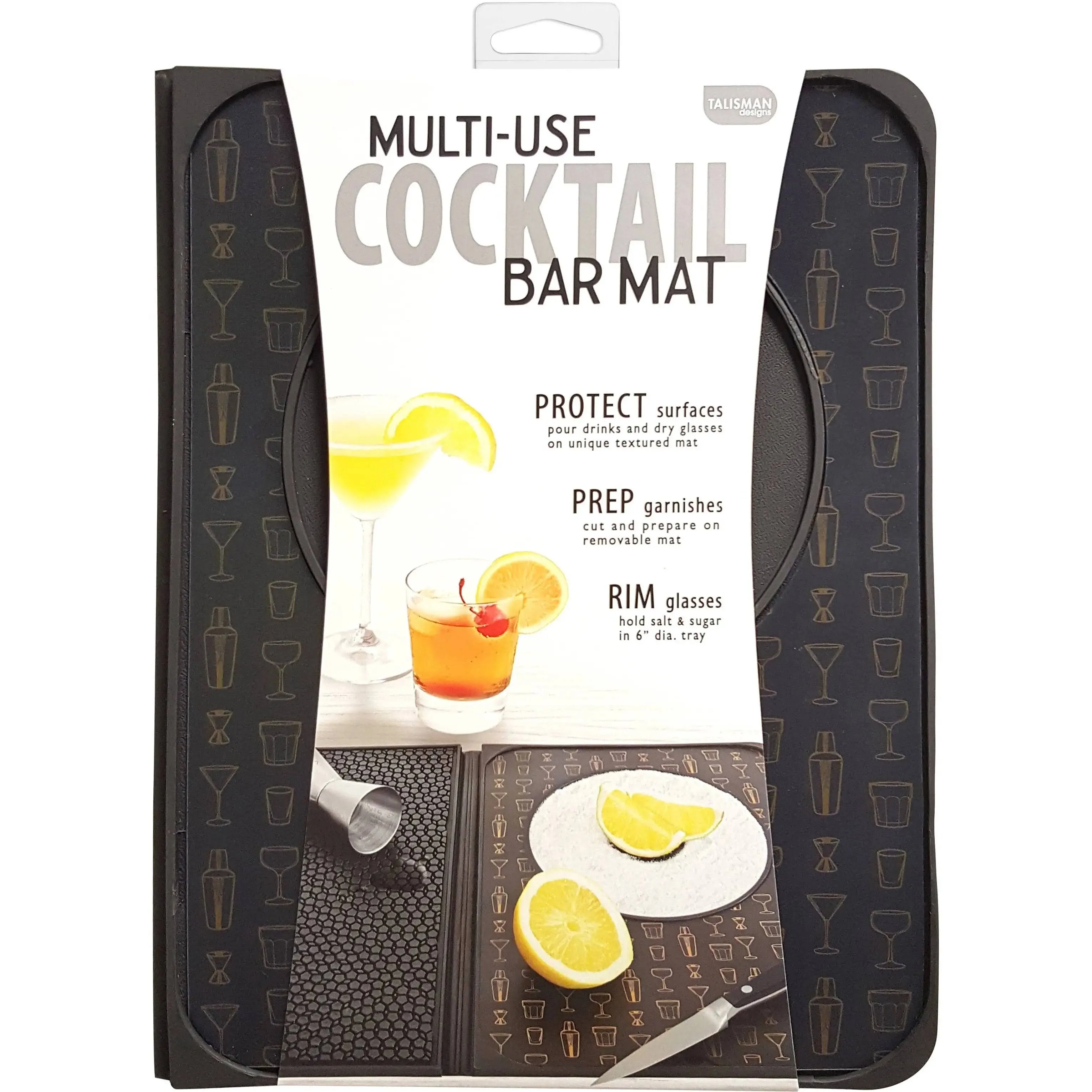 Talisman Designs 00538 Multi-Use Cocktail Bar Mat, Black