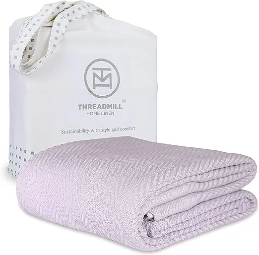 Threadmill Luxury Cotton Blankets for King Size Bed | All-Season Cozy 100%