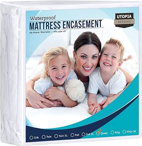 Utopia Bedding Waterproof Zippered Mattress Encasement - Bed Bug Proof Mattress Cover - Queen