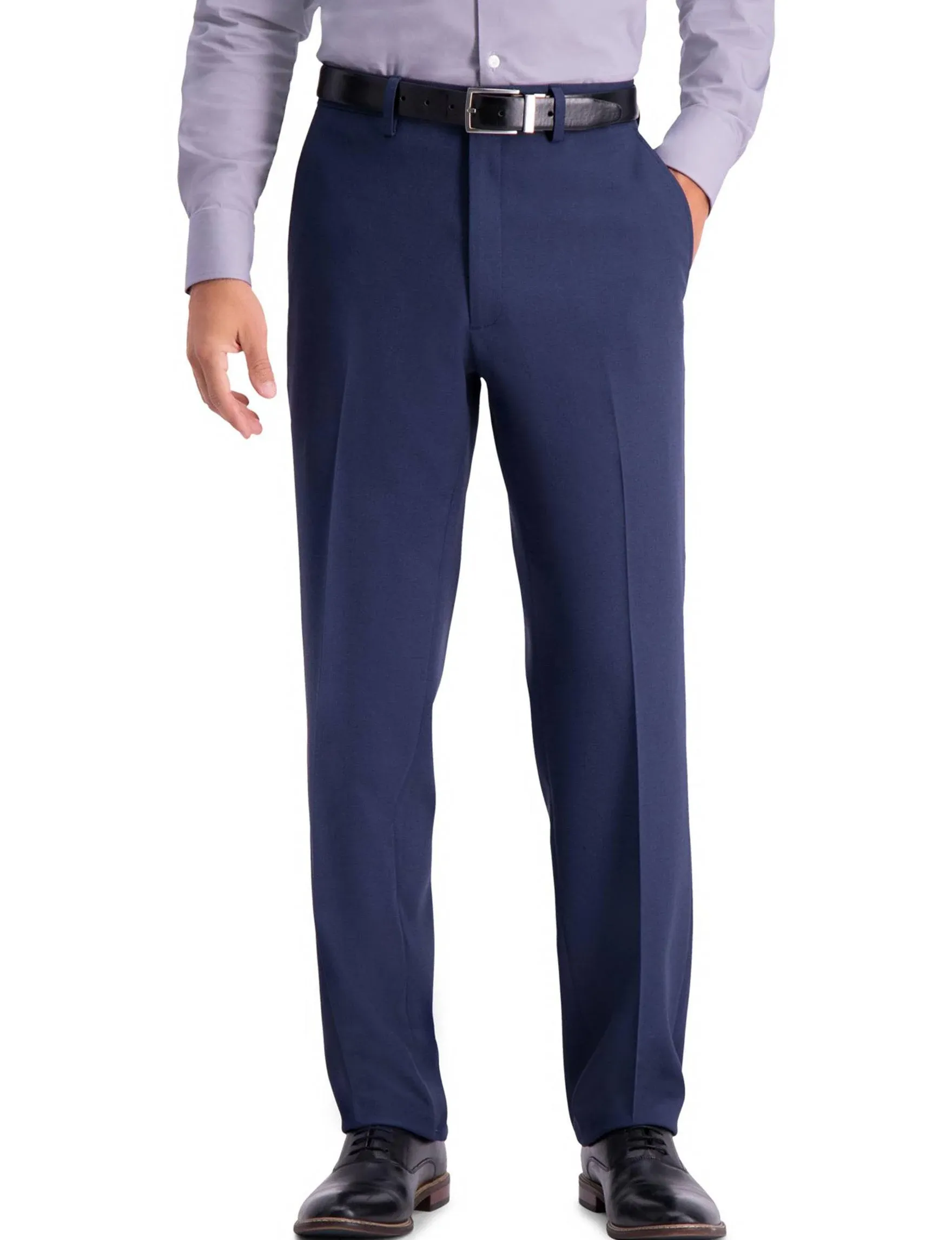 Haggar Men's Stretch Travel Performance Heather Twill Tailored Fit Suit Pants, Black, 34 x 32