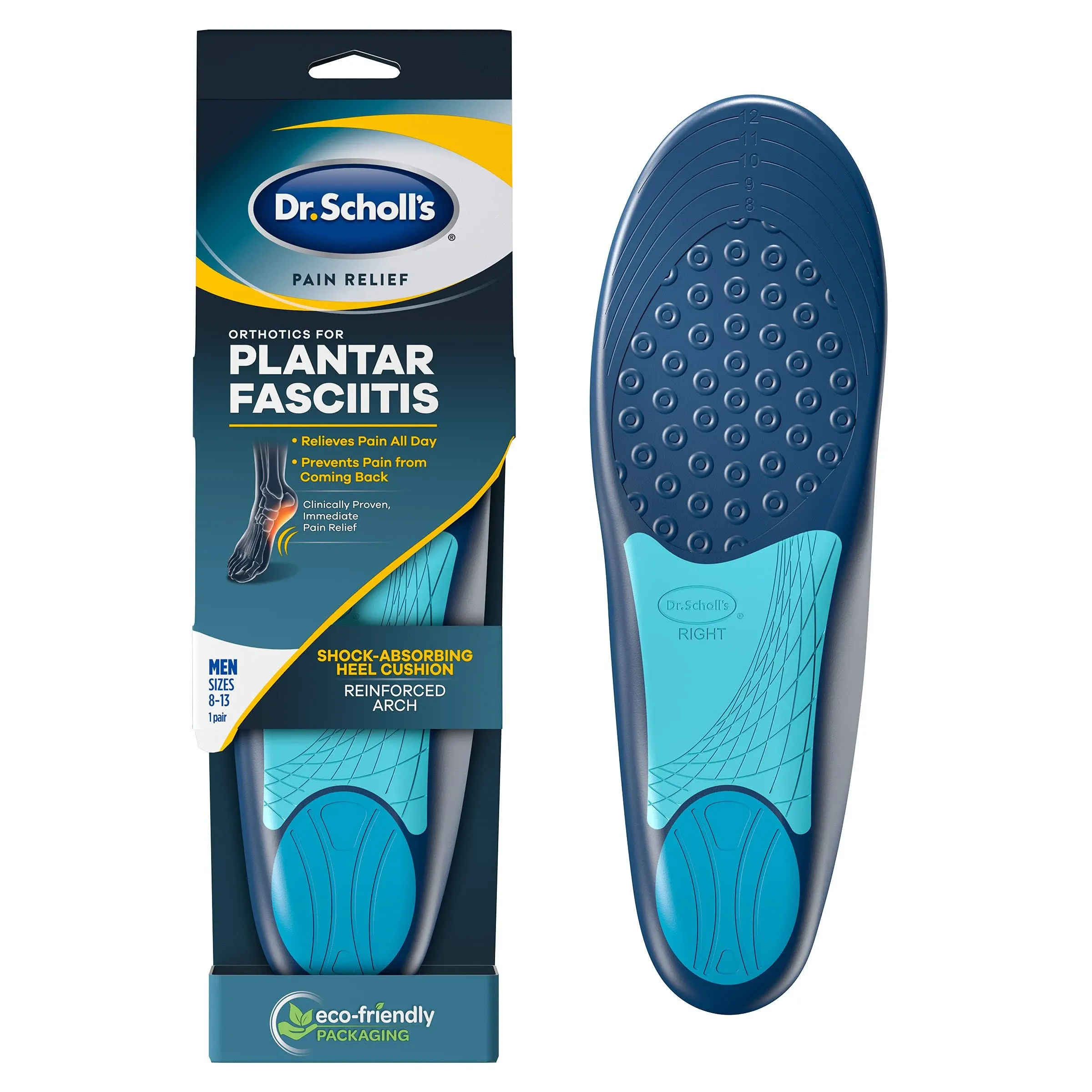 Dr. Scholl’s Plantar Fasciitis Pain Relief Orthotics for Men's Trim to Fit: 8-13