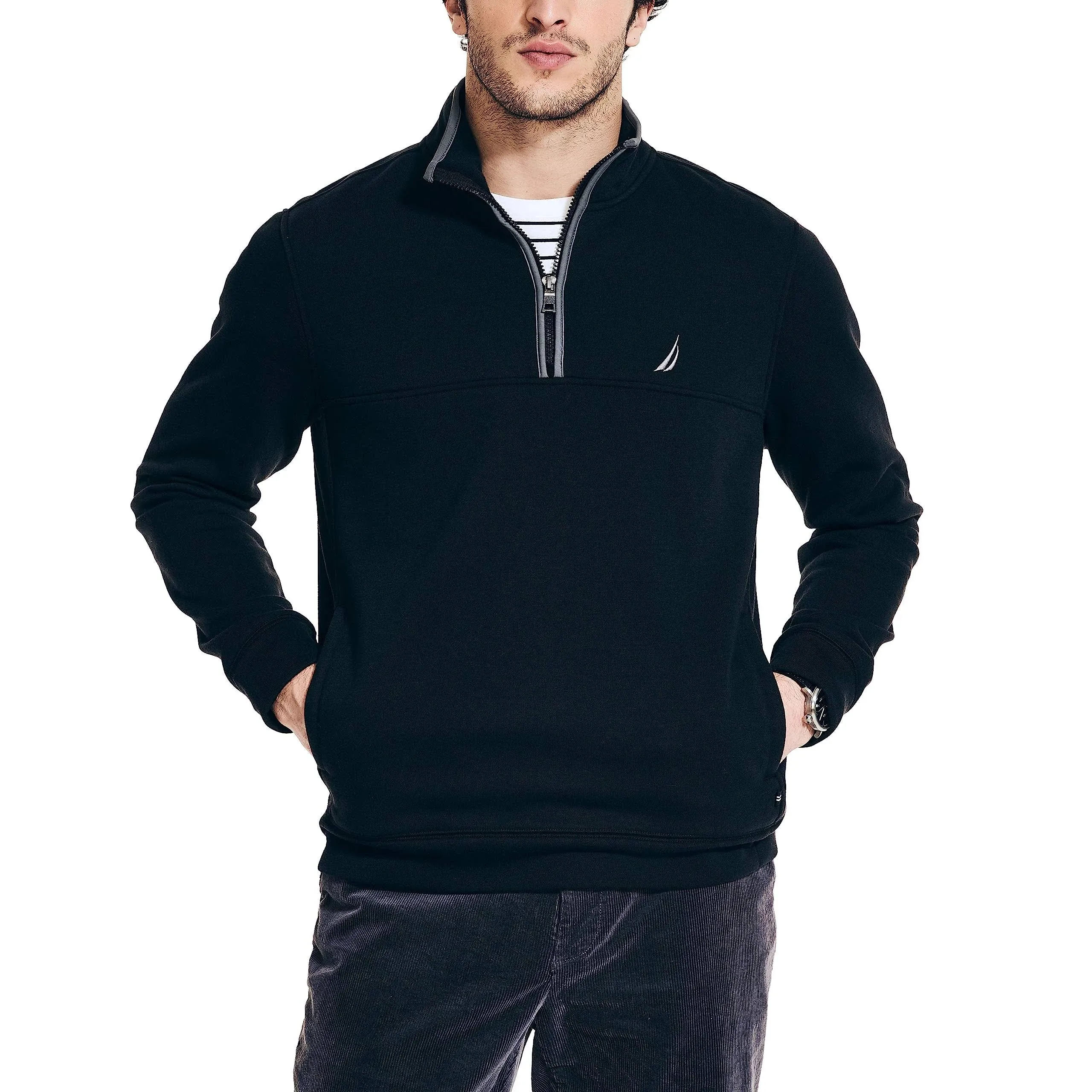 Nautica Men's Classic Fit 1/4 Zip Pullover Black