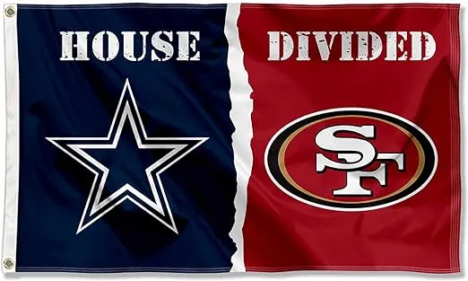 Cowboys and 49ers House Divided Flag Rivalry Banner