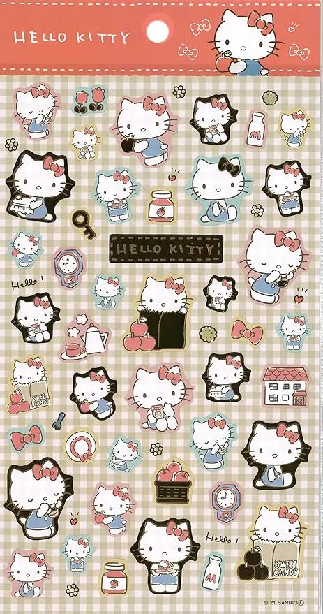 Sanrio Hello Kitty Pet Sticker Seal 1 Sheets 47 Pcs Decorative Scrapbooking Supplies Stationery (Life)