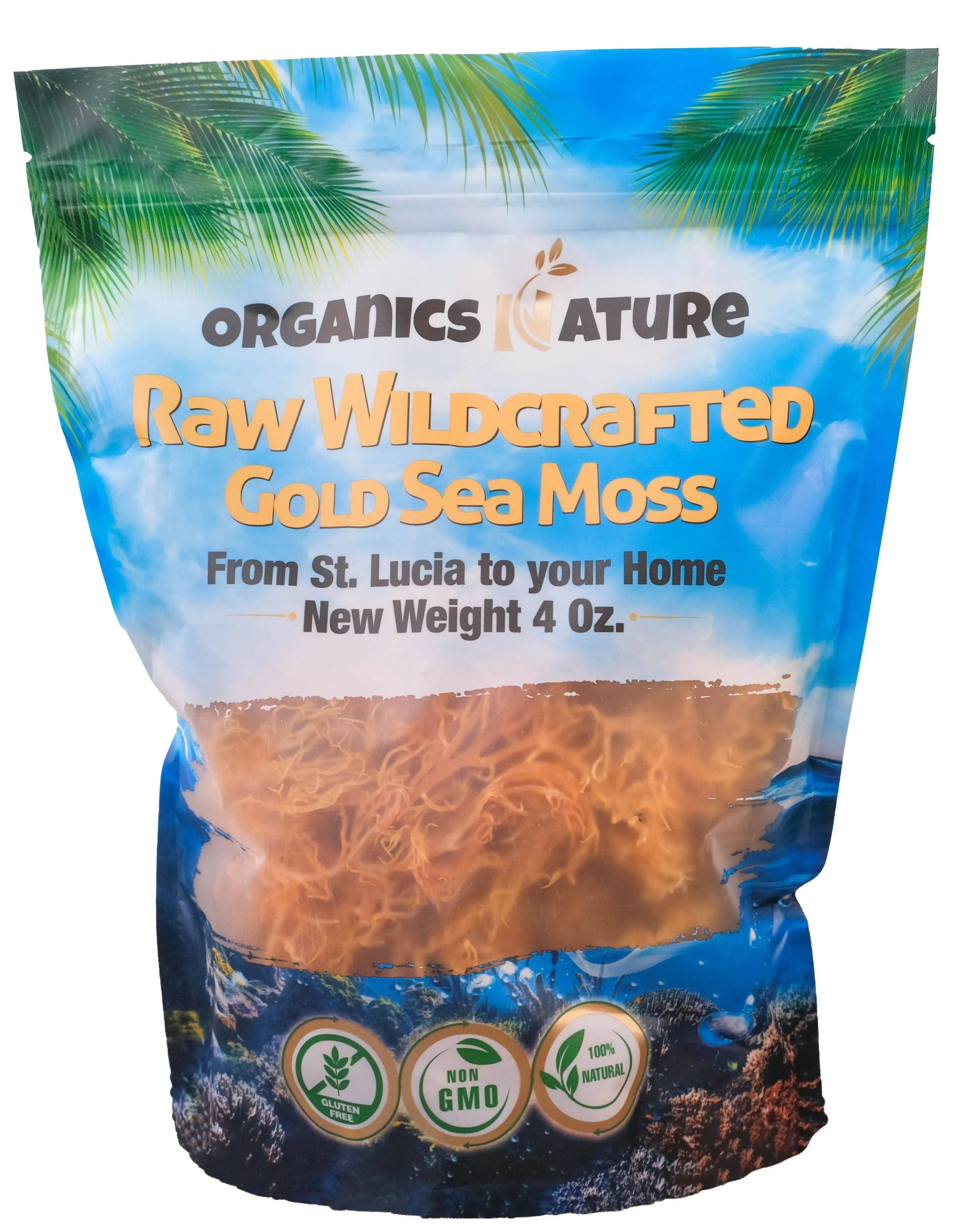 Organics Nature Dried Sea Moss Wildcrafted Make 5 Jars of Sea Moss Gel Raw, Natural, & Gluten Free Sea Moss 4 oz Sun