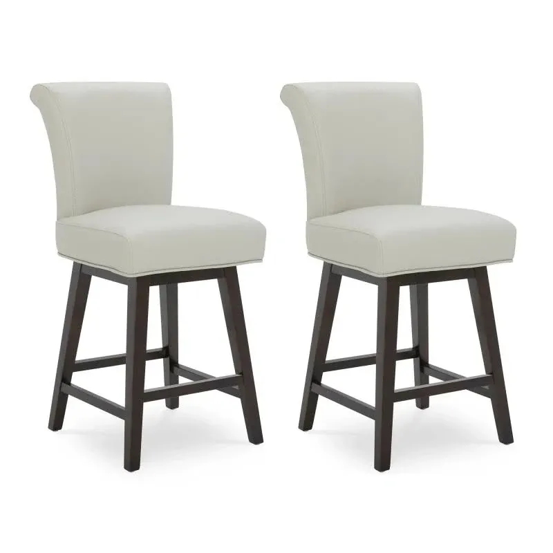 Modern 26&#034; Counter Height Swivel Barstool Set of 2, Comfortable Faux Leather Swi