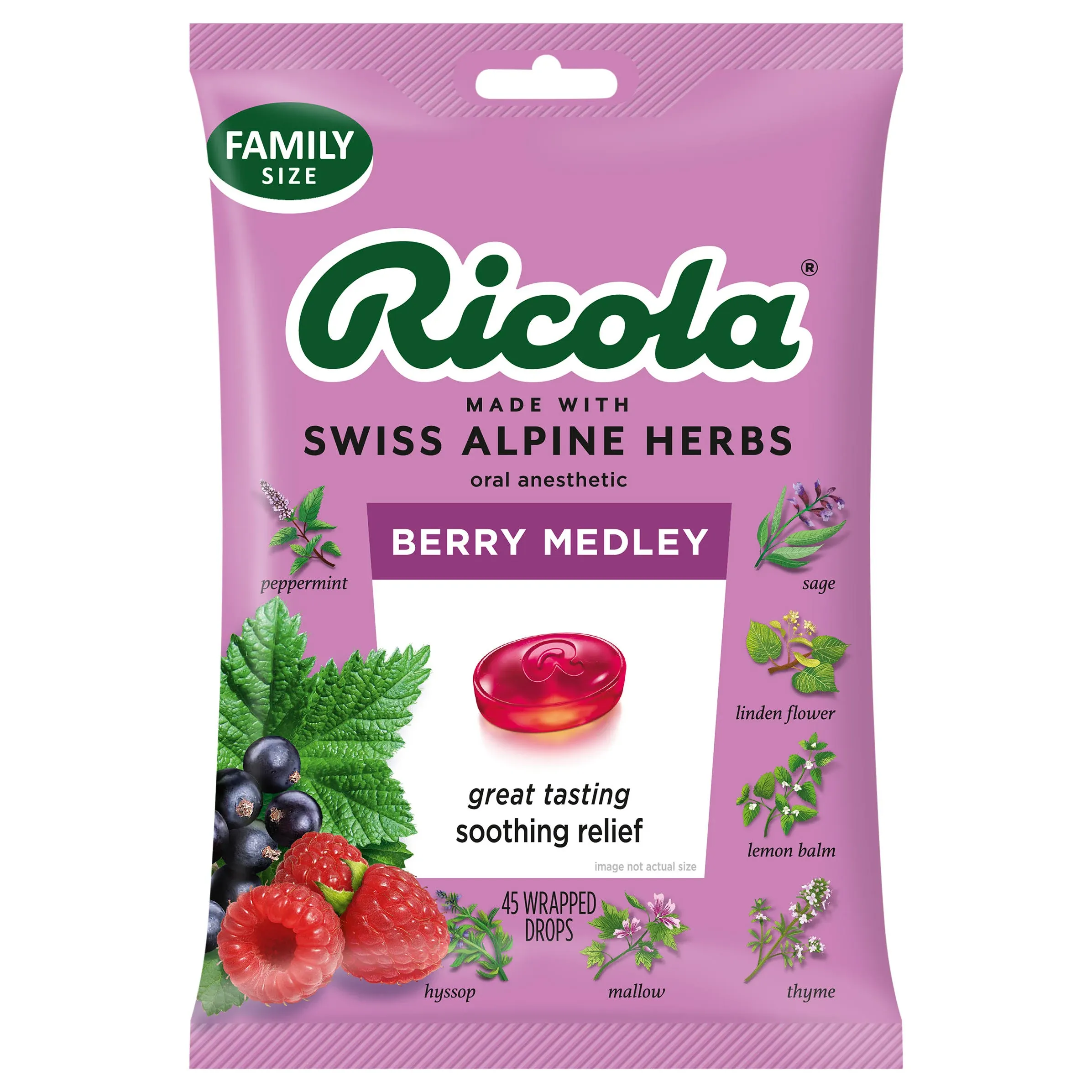 Ricola Berry Medley Oral Anesthetic, 19 drops per bag, 4-Pack Bundle