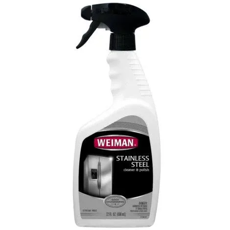 Weiman Stainless Steel Cleaner and Polish - 12 Ounce (2 Pack) - Removes Fingerprints, Residue, Water Marks and Grease from Appliances - Refrigerators Dishwashers Ovens Grills - 24 Ounce Total