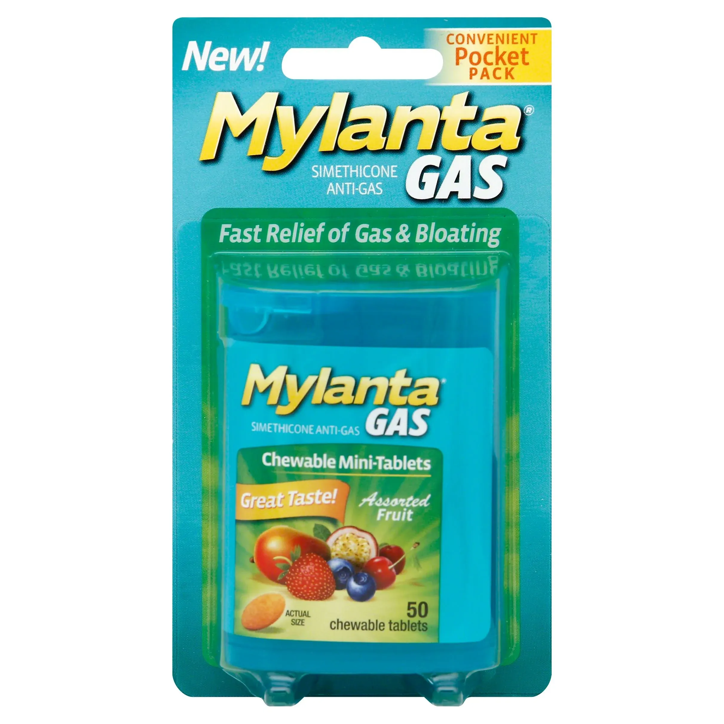 Mylanta, Gas Minis, Assorted Fruit, 60  Chewable Mini Tablets