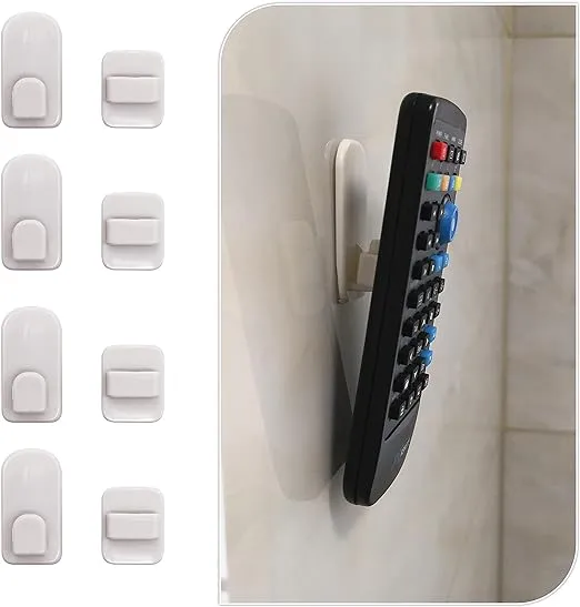 Set of 4 Remote Controller Plastic Wall Hook Holder with Self Adhesive