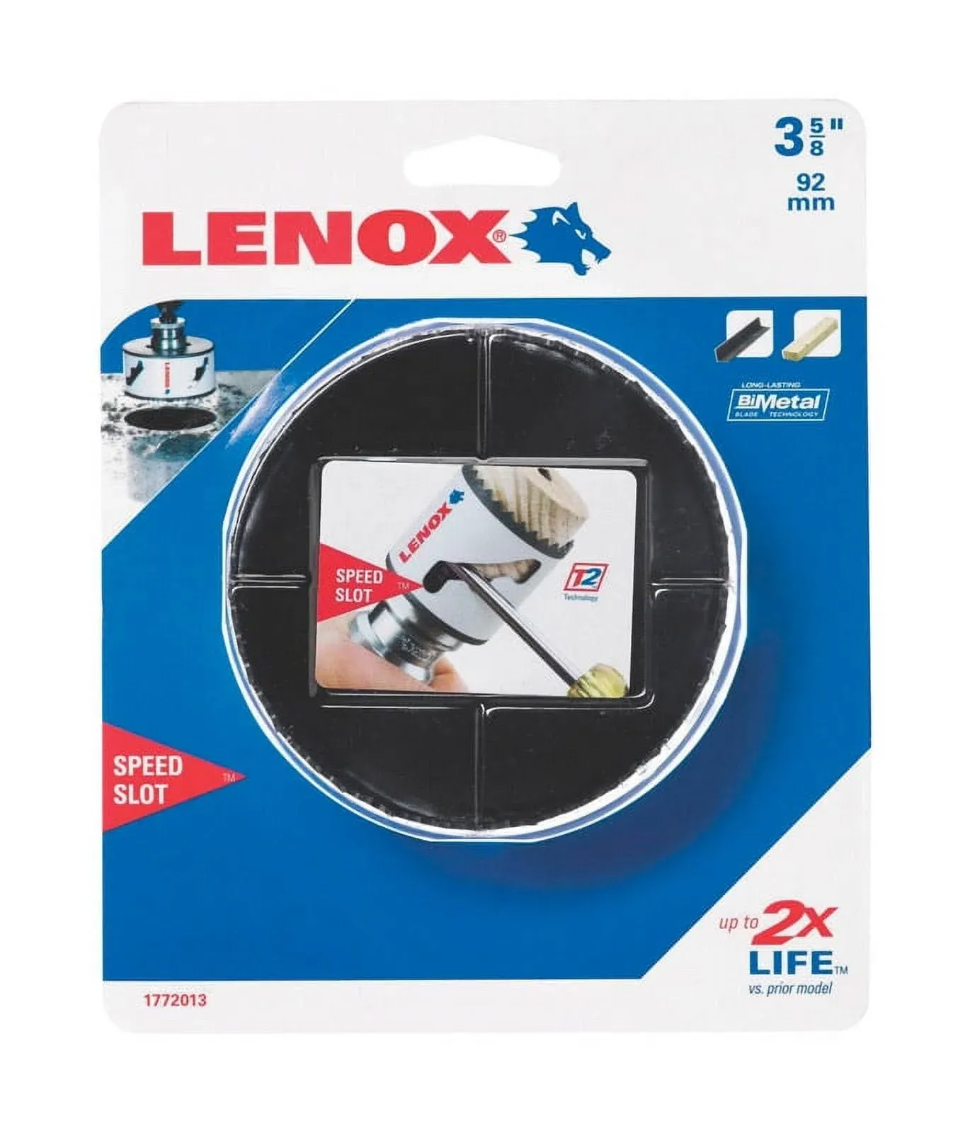 3 5/8&#034; (92mm) LENOX 1772013 SPEED SLOT BI METAL HOLE SAW