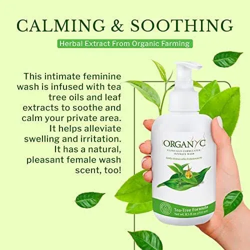 Organyc Feminine Hygiene and Intimate Wash with Tea Tree, 250 ML