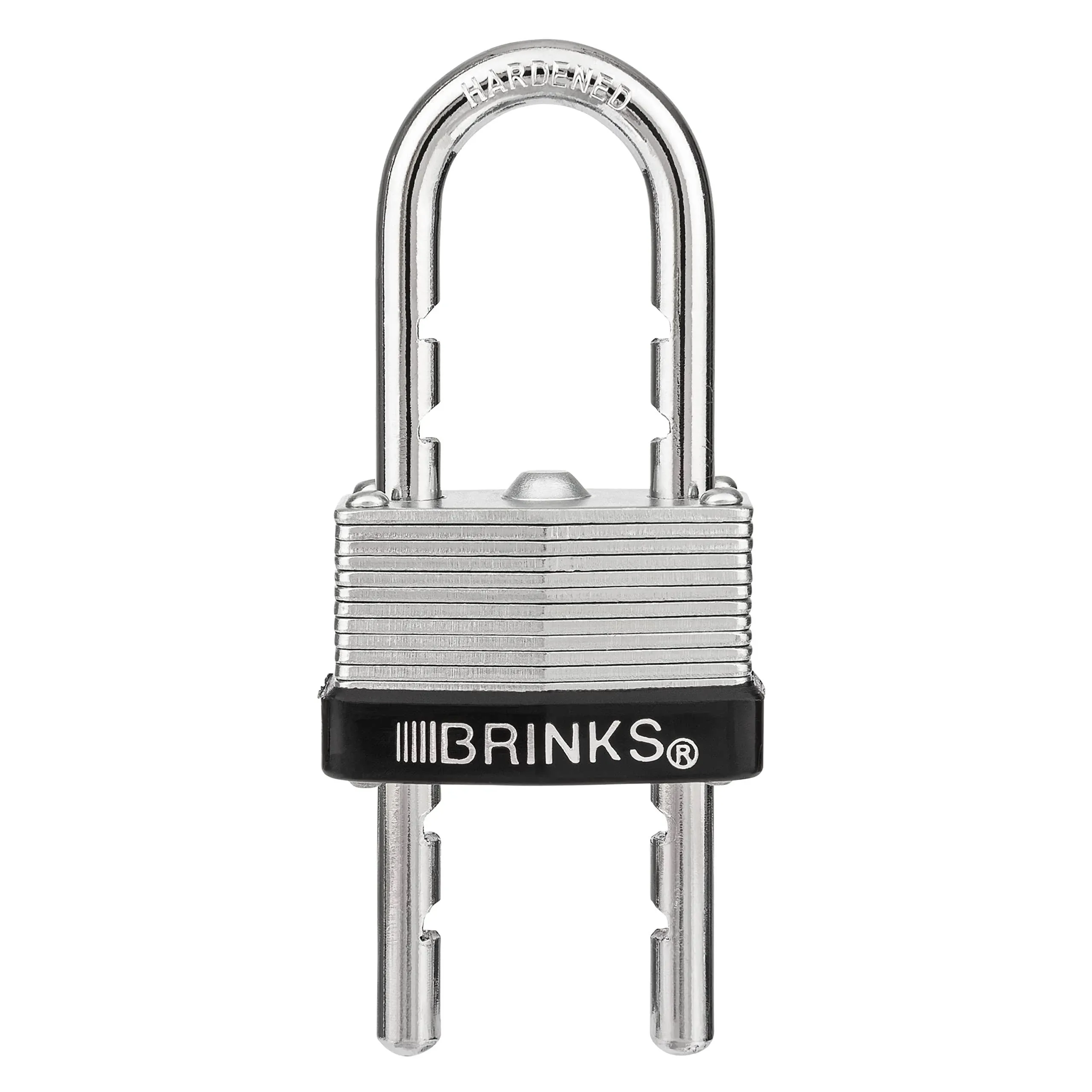 BRINKS - 40mm Laminated Steel Keyed and Warded Padlock with Adjustable Shackle - Chrome Plated with Hardened Steel Shackle