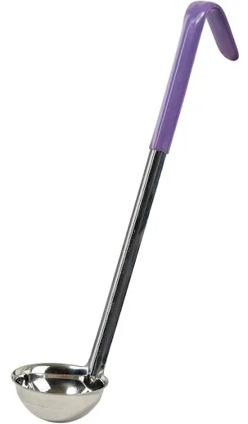 Winco (LDC-2P) 2 oz. Allergen Free Purple Handle One-Piece Stainless Steel Ladle