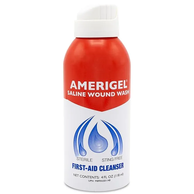 AMERIGEL - Saline Wound Wash - First Aid Cleansing Solution - Advanced Skin and Wound Care - 7.1 Oz.