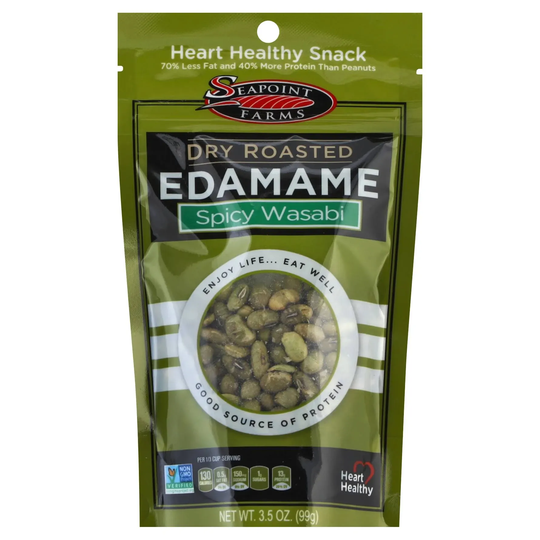 Seapoint Farms Dry Roasted Edamame, Spicy Wasabi - 3.5 oz bag