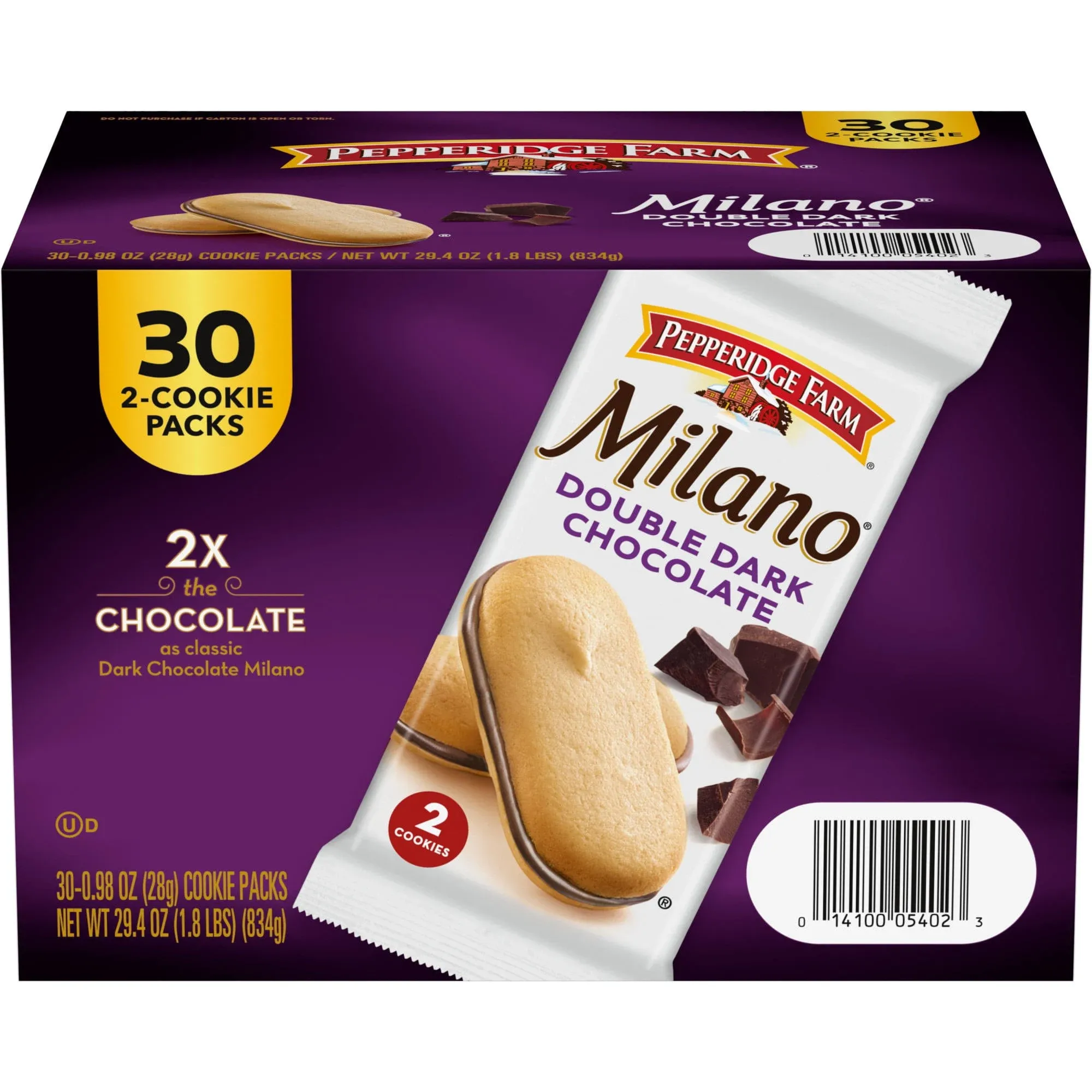 Pepperidge Farm Milano Cookies, Double Dark Chocolate, 7.5 Ounce (Pack of 3)