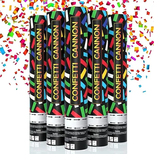 Confetti Cannons EFFIELER Multicolor Confetti Poppers (5 Packs) 100 ...