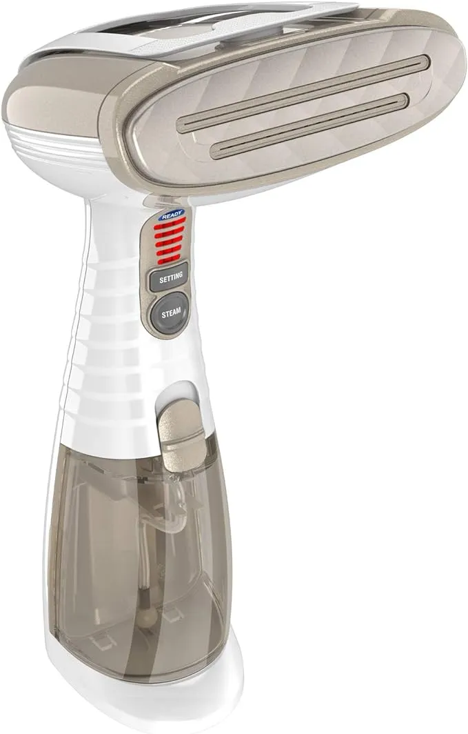 Vaporizador de roupas portátil Conair para roupas, Turbo ExtremeSteam 1875W, design portátil portátil, vapor forte e penetrante, branco / champanhe