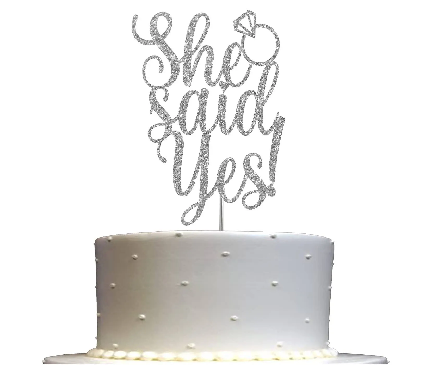 She Said Yes Glitter Cake Topper, Wedding Party Decorations Ideas, Anniversary, Bachelorette, Engagement Party Bridal Shower Cake Topper