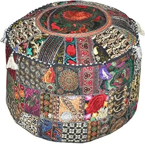 Traditional India Indian Patchwork Pouf Cover Indian Living Room Pouf, Decorative ...