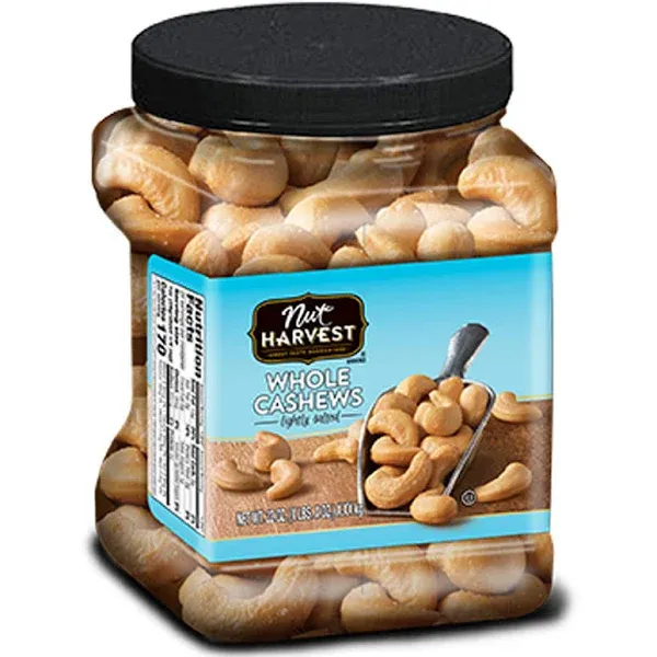 Nut Harvest, Lightly Salted Whole Cashews, 24oz Jar, Pack of 1 