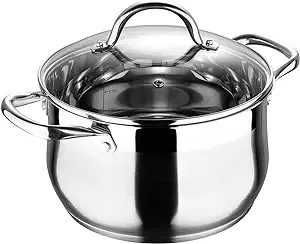 Gourmet by Bergner - 5 Qt Stainless Steel Dutch Oven with Vented Glass Lid, 5 ...