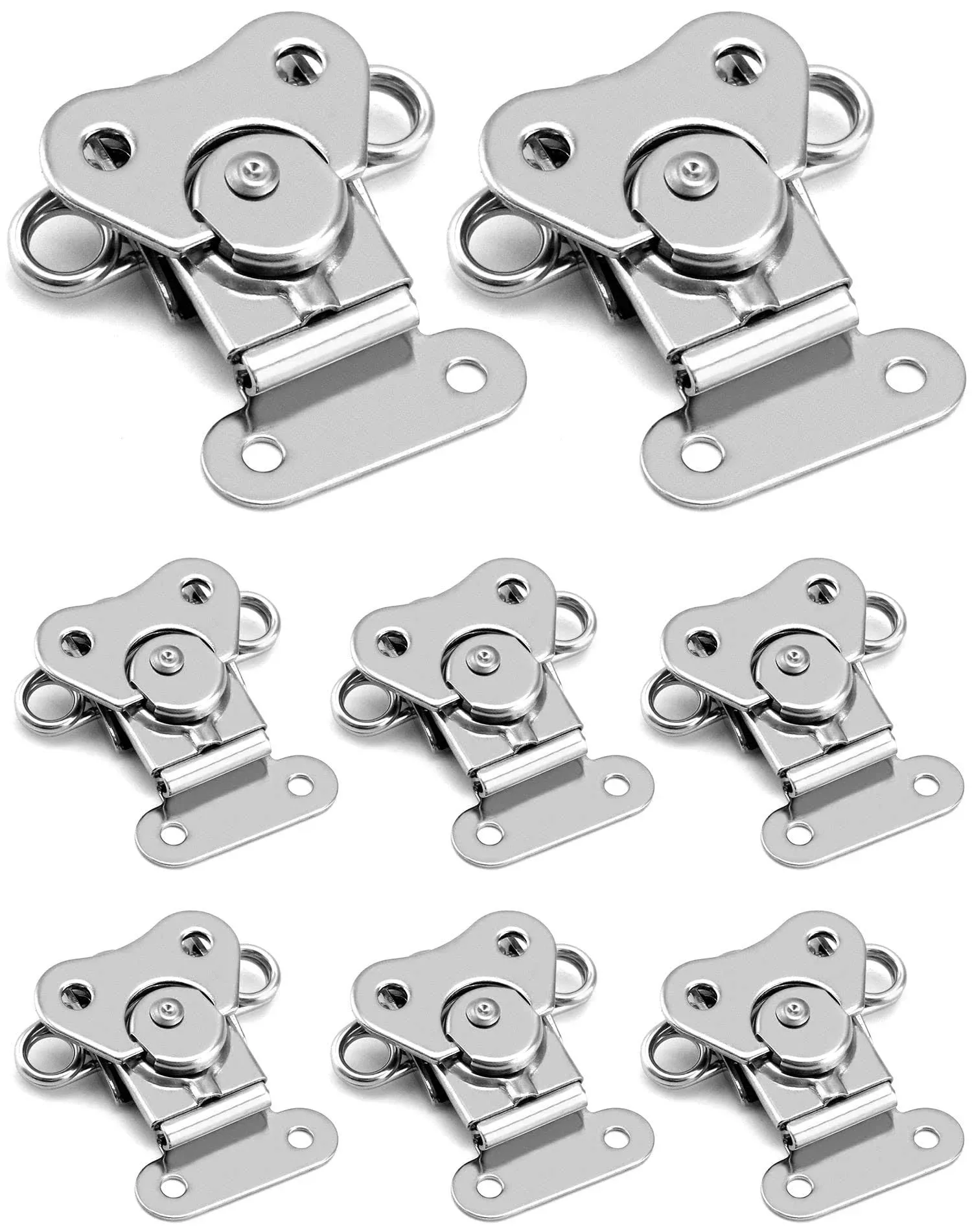 Stainless Steel Twist Latch 8 Pack 2&#034; x 1-1/2&#034; Latches with Keeper and Spring...